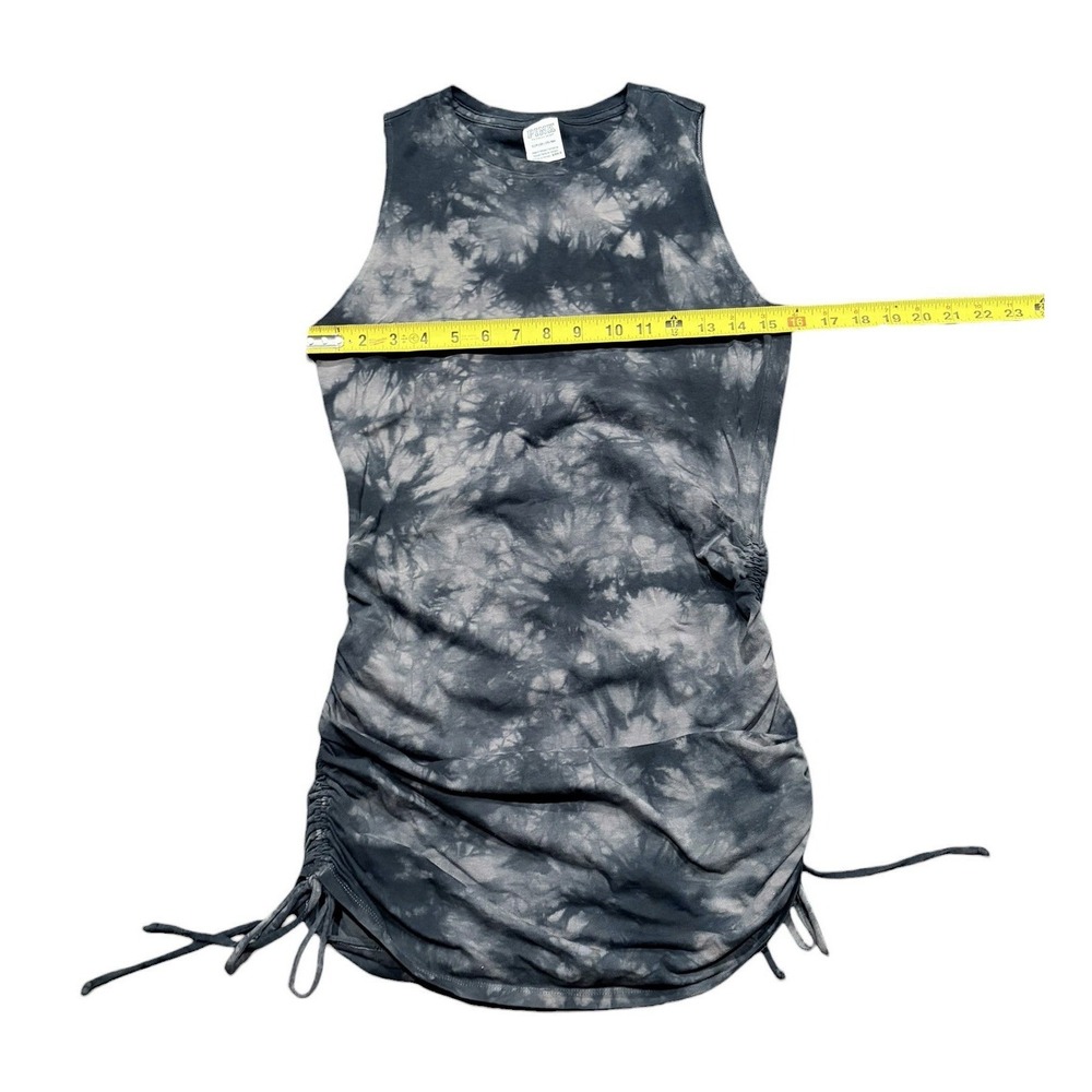 PINK Victoria's Secret Black Gray Tie Dye Cotton Sleeveless Tank Dress Ruched S - Picture 4 of 8